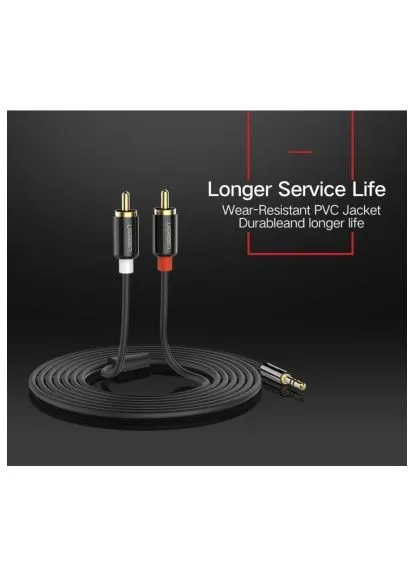 Кабель мультимедійний (10584) Ugreen 3.5mm M to 2xRCA M 2.0m AV116 black (400360795)
