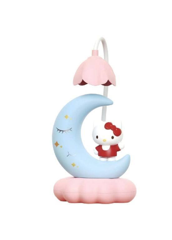 Дитяча настільна LED лампа нічник Кітті на місяці з квіткою 17х10 см No Brand (370866736)