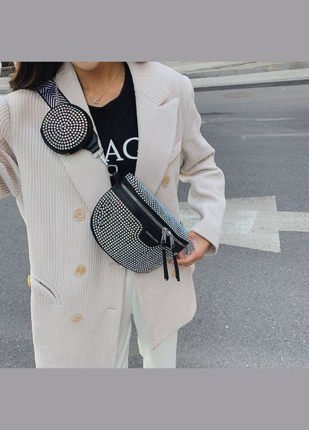 Дитяча бананка з камінцями стразами Чорний No Brand (301594319)