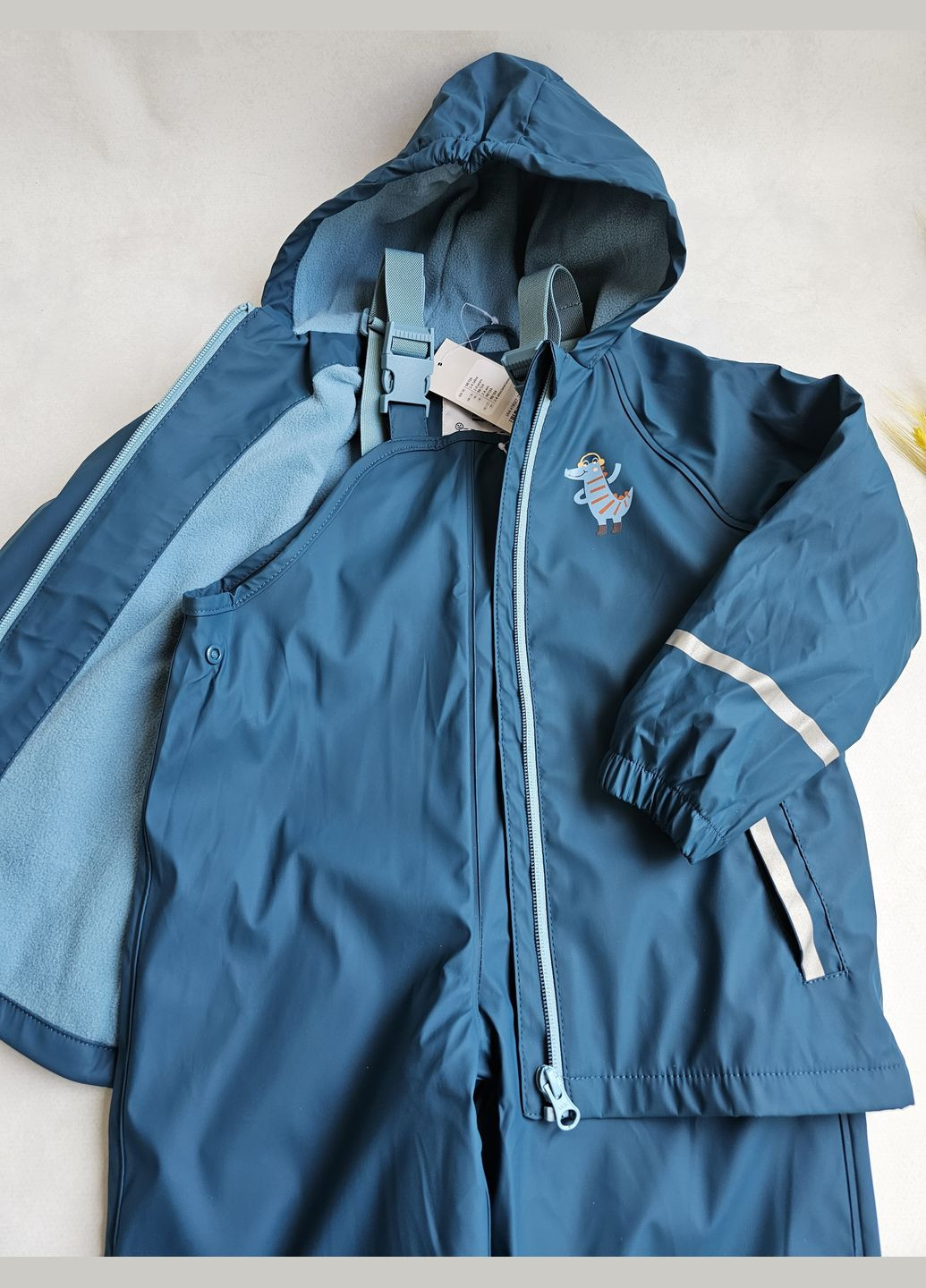 Дождевик Детский Грязепруф на флисе ☔️Дождевик Комплект Детский Куртка и Полукомбинезон Lupilu Куртка та Напівкомбінезон (303278445)