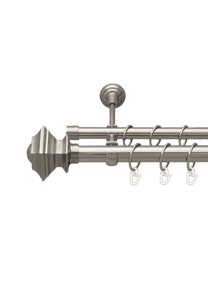 Карниз Борджеза металевий дворядний відкритий гладка труба Нержавіюча Сталь 25\19 мм 160 см (7075439) ORVIT (300800037)