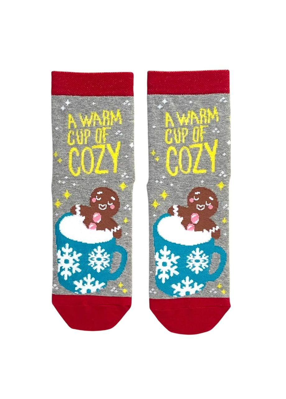 Білі новорічні шкарпетки з індійської бавовни "a warm cup of cozy" 213101 moi FAINI (315493442)