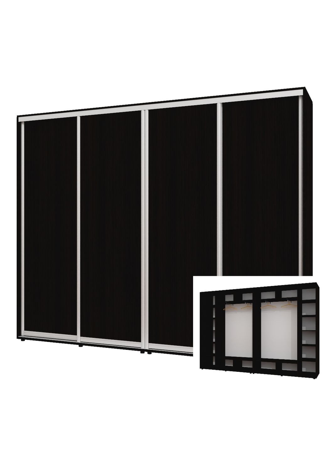 Шафа-купе чотиридверна 300*45*250 см Венге магія 4 двері ДСП ШК-02 Алекса (360453156)