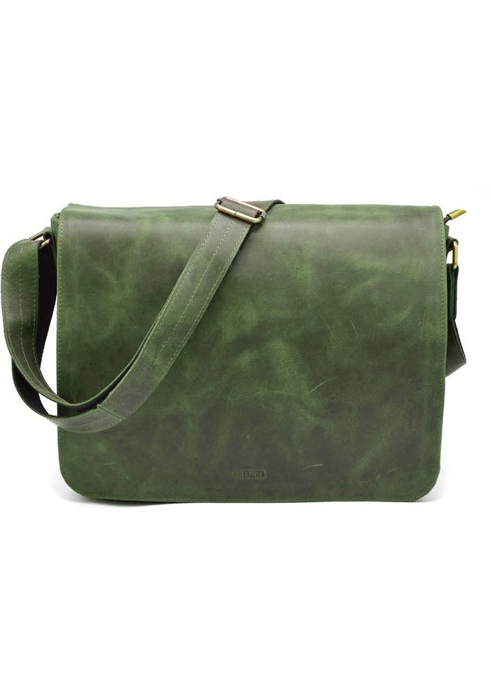 Сумка портфель через плече для чоловіків з натуральної шкіри для документів А4 з відділенням для ноутбука Зелений 40602 TARWA (361401022)