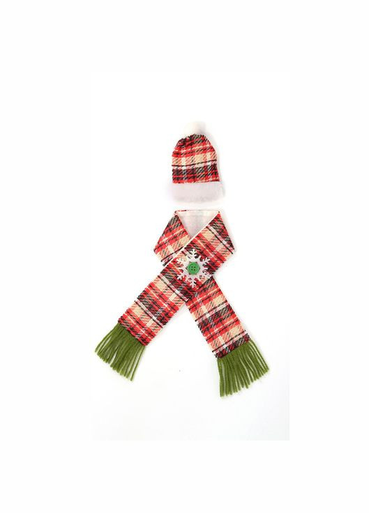 Новорічний декор на бутилку шапка + шарф різнобарвний Jannet Декор (307927219)