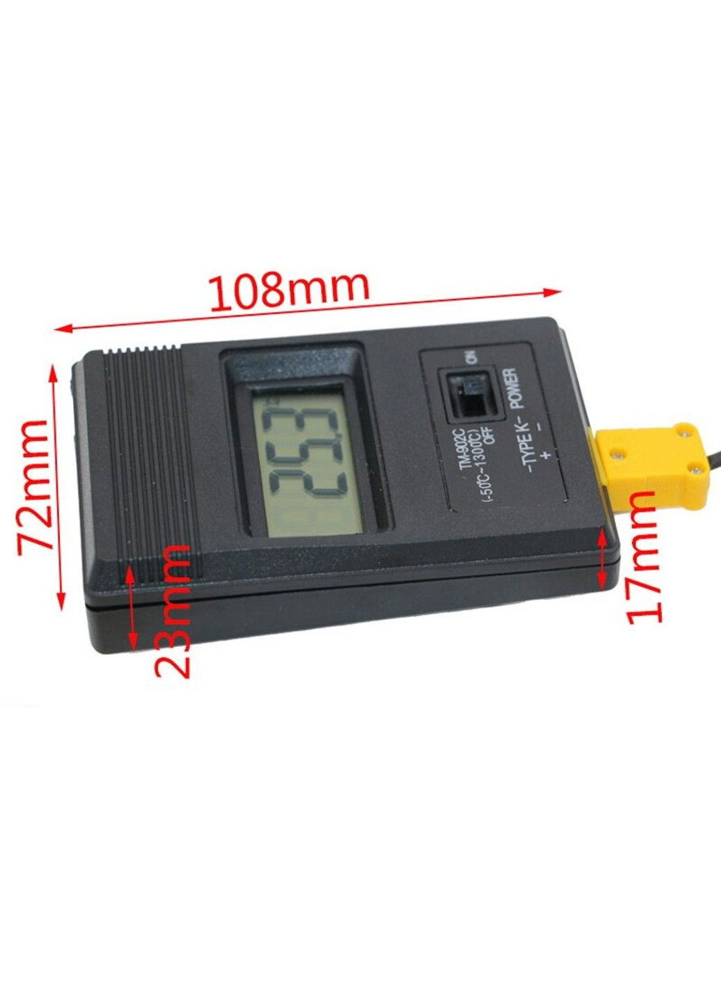 Цифровой термометр с термопарой К-типа TM-902C, диапазон от -50°C до +1300°C Thermo (292312865)