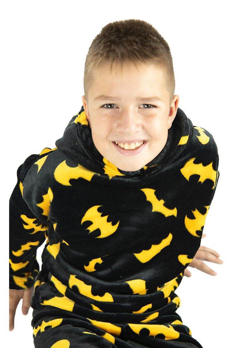 Черная зимняя пижама для мальчика подростка домашний костюм велсофт тощие и брюки кофта + брюки кофта + брюки Ellan