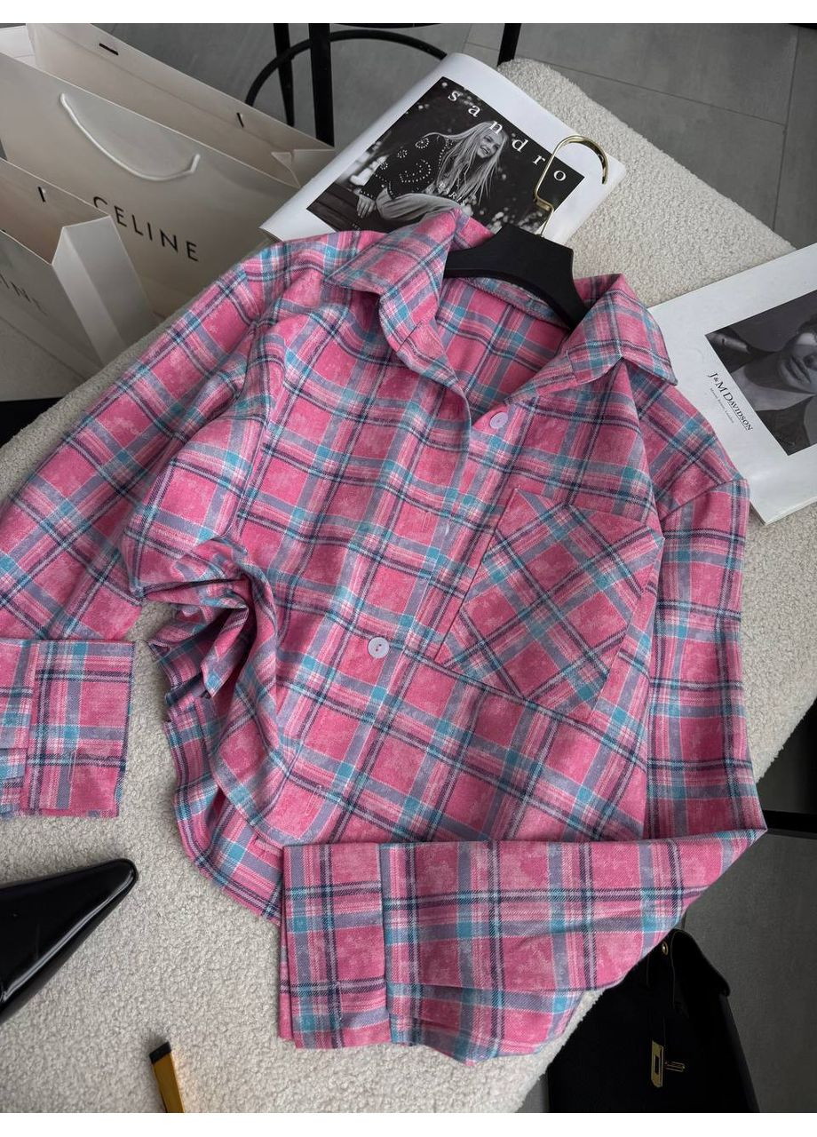 Розовая повседневный, кэжуал рубашка в клетку No Brand