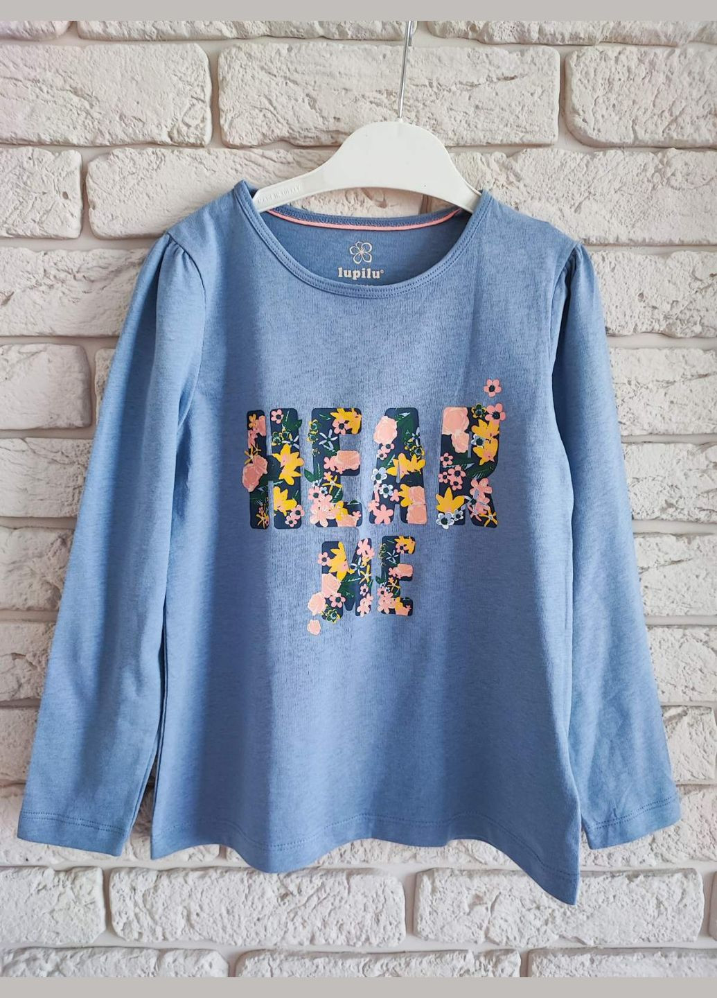 Блакитний лонгслів для дівчинки, 116 см Lupilu (296808783)