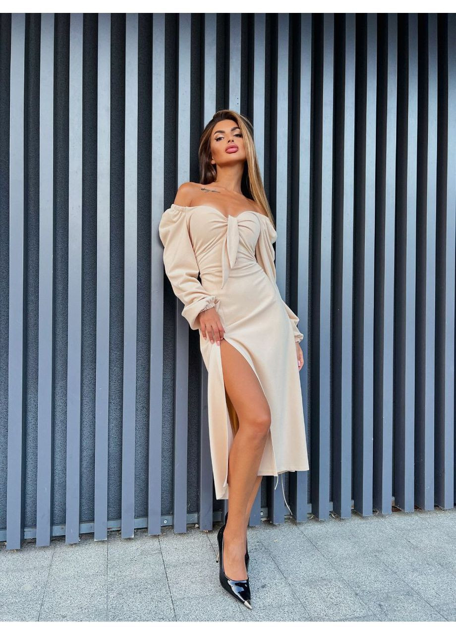 Бежева святковий сукня нарядна з корсетною шнурівкою popluzhnaya