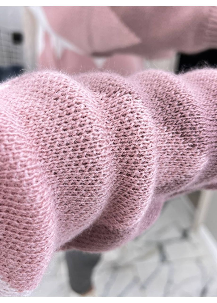 Темно-лиловый демисезонный вязаный женский свитер с низким горлом 00367 No Brand