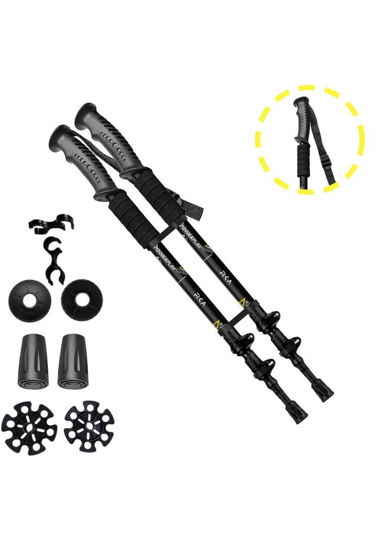 Трекінгові палиці 9106 Fika Black/Yellow 60-135 см (пара) PowerPlay (320676457)