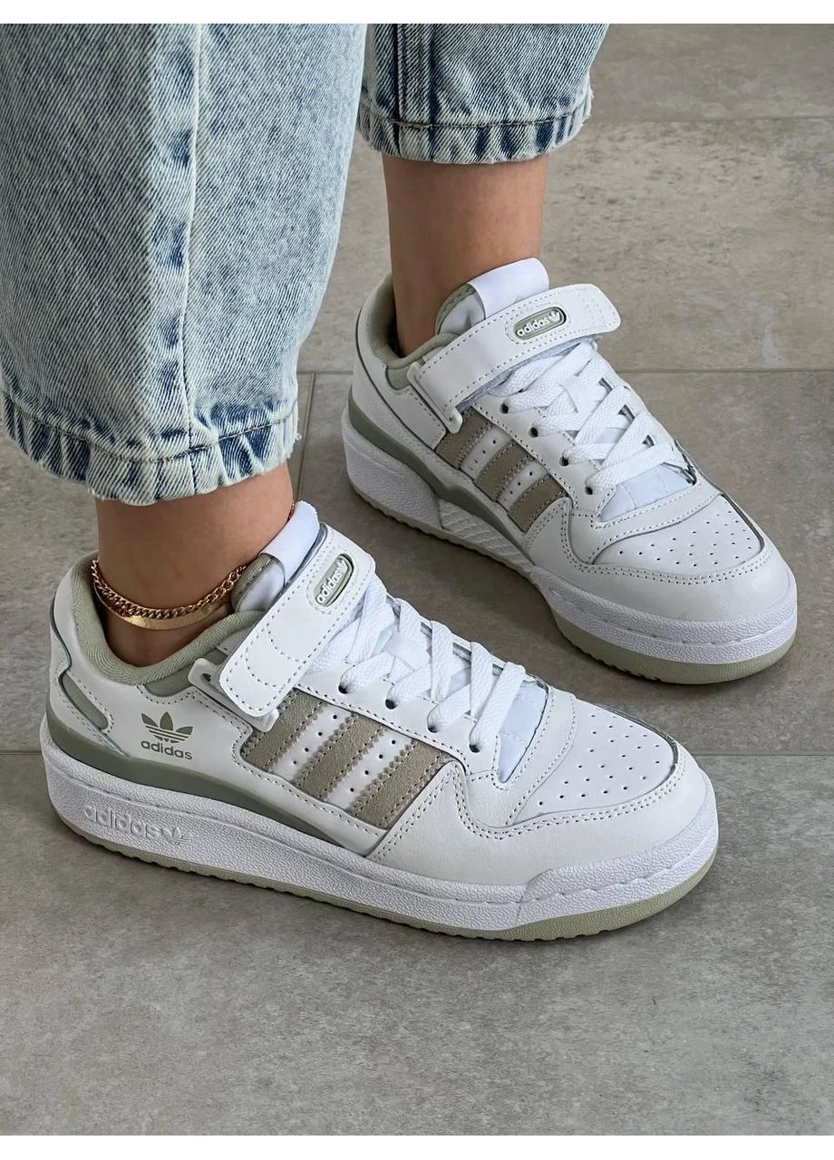 Білі Осінні кросівки чоловічі adidas originals forum 84 low white olive адідас No Brand
