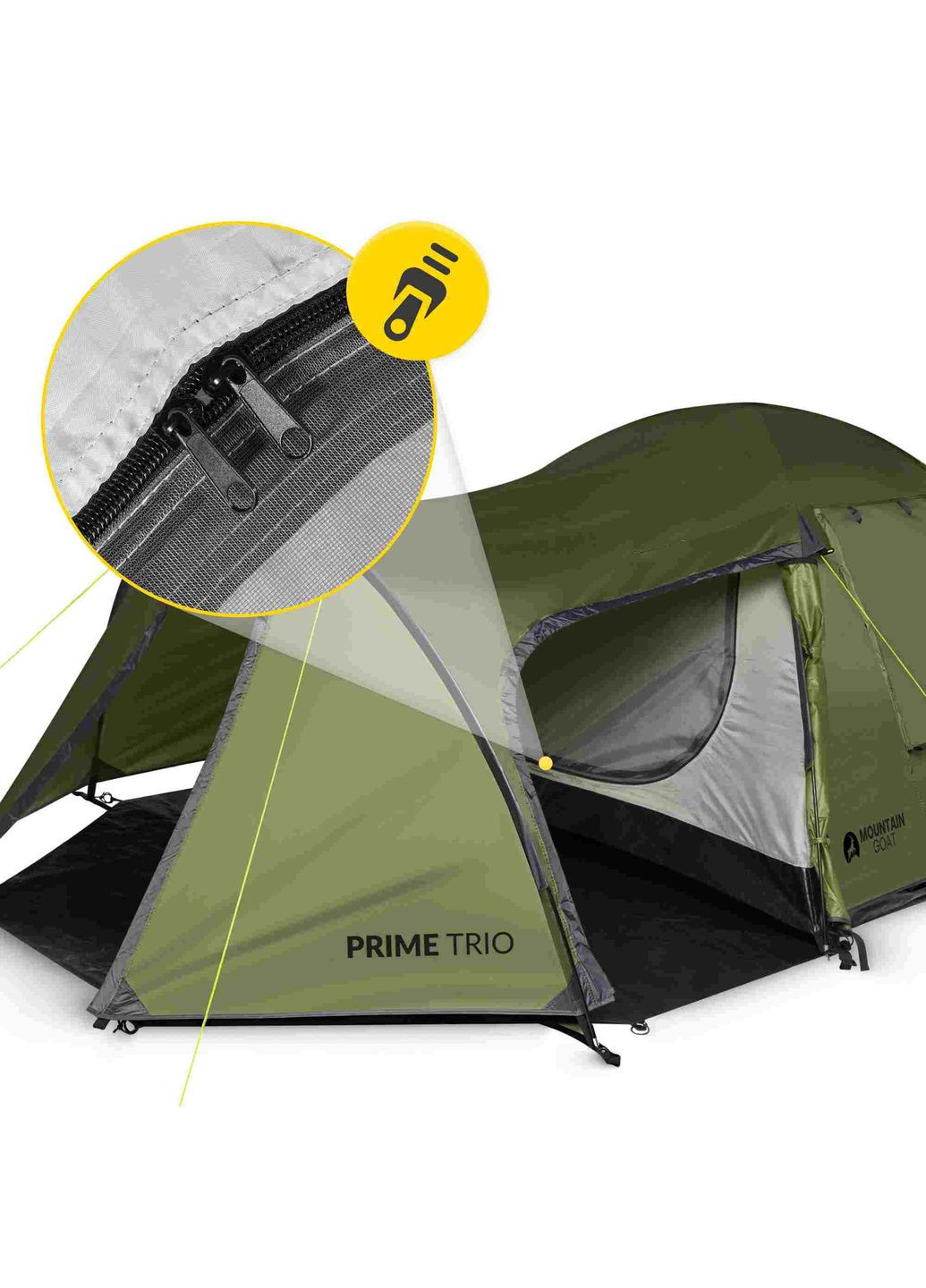 Намет туристичний тримісний для трьох P-5905973406574 Зелений Mountain (352475247)