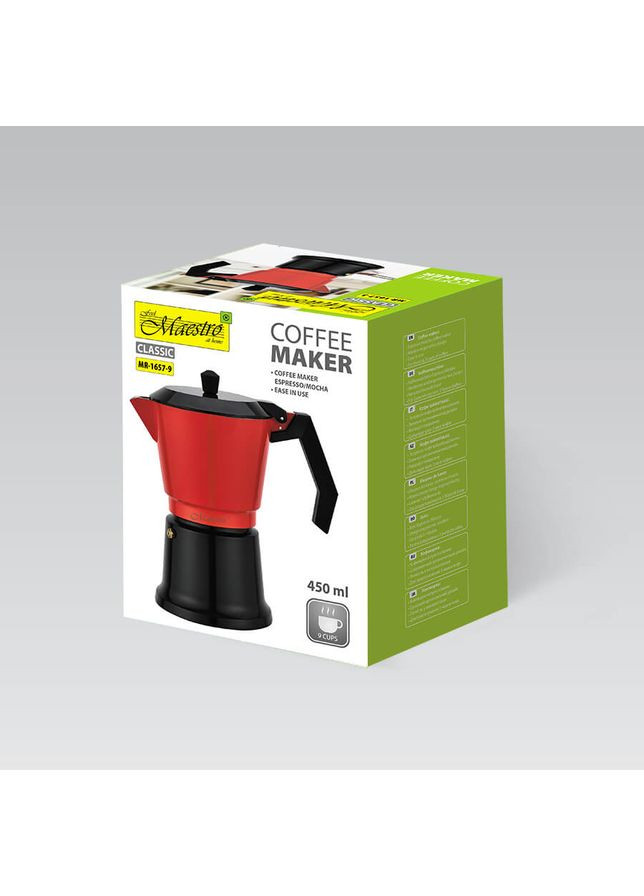 Кавоварка гейзерна МR-1657-9 450 мл 9 чашок червона Maestro (361398624)