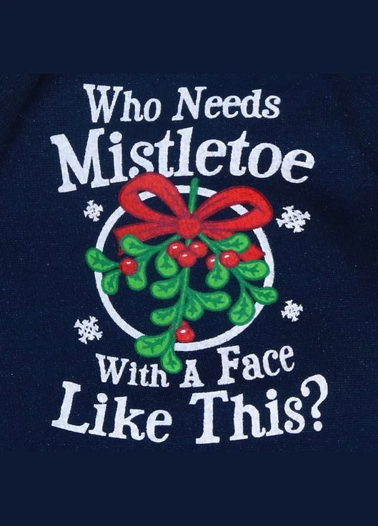 Новогодняя кофта для котов и кошек Pet Style "Mistletoe" Темно-синяя M No Brand - (323234468)