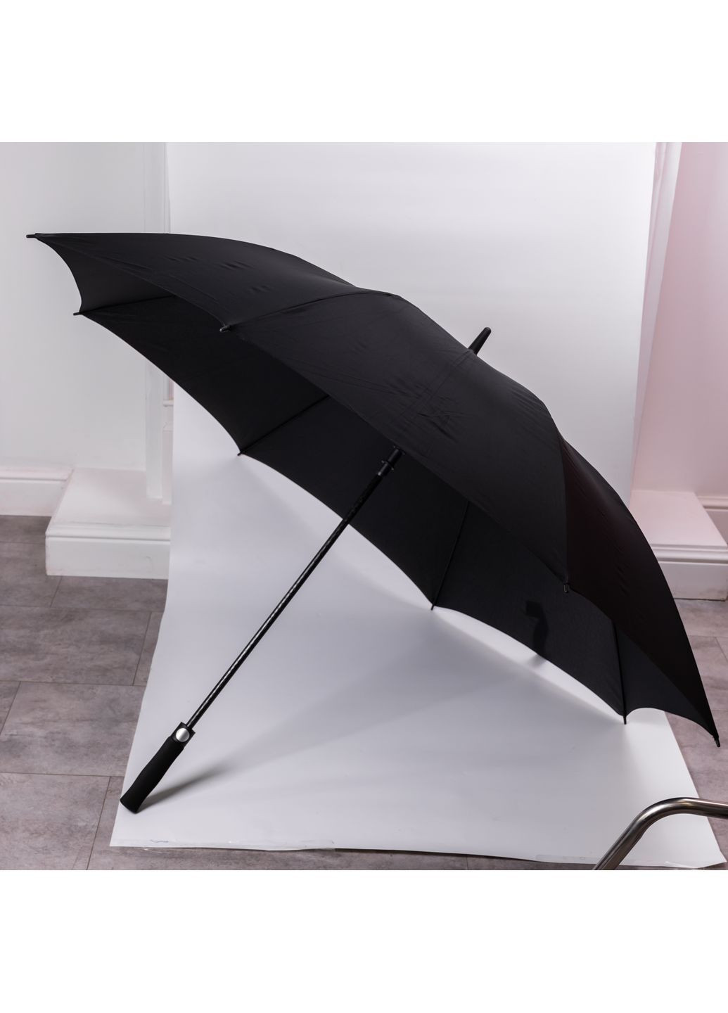 Чёрный зонт-трость полуавтомат складной 141 см с чехлом yiwu hp-23-17 (364684954)