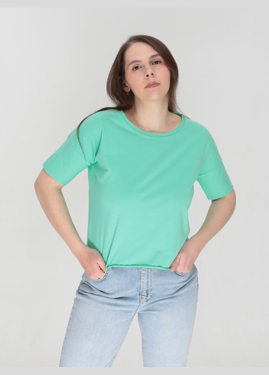 Футболка женская светло-зеленая укороченная однотонная JEANSclub Вільна - (322999568)