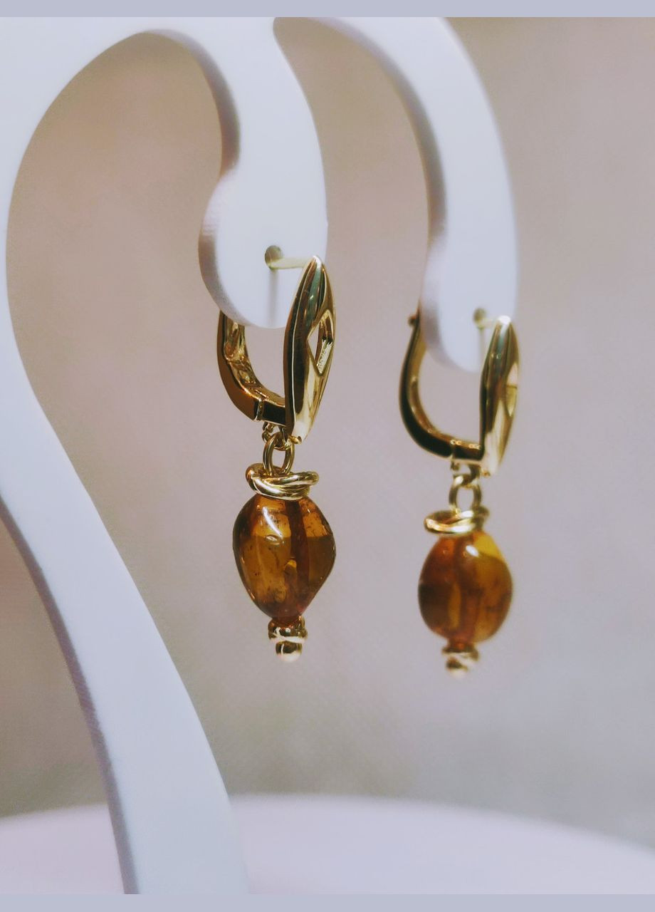 Серьги 2679 из натурального янтаря оттенок медовый MINOV (311310458)