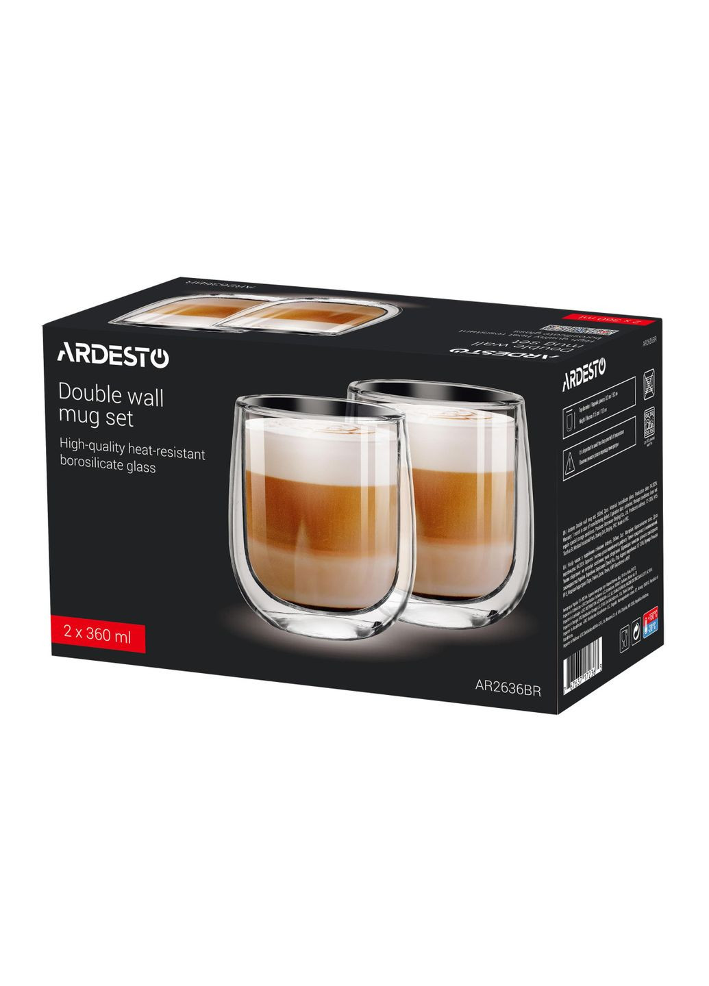 Набір склянок низьких із подвійними стінками Ardesto AR2636BR 360 мл 2 шт No Brand (350918599)