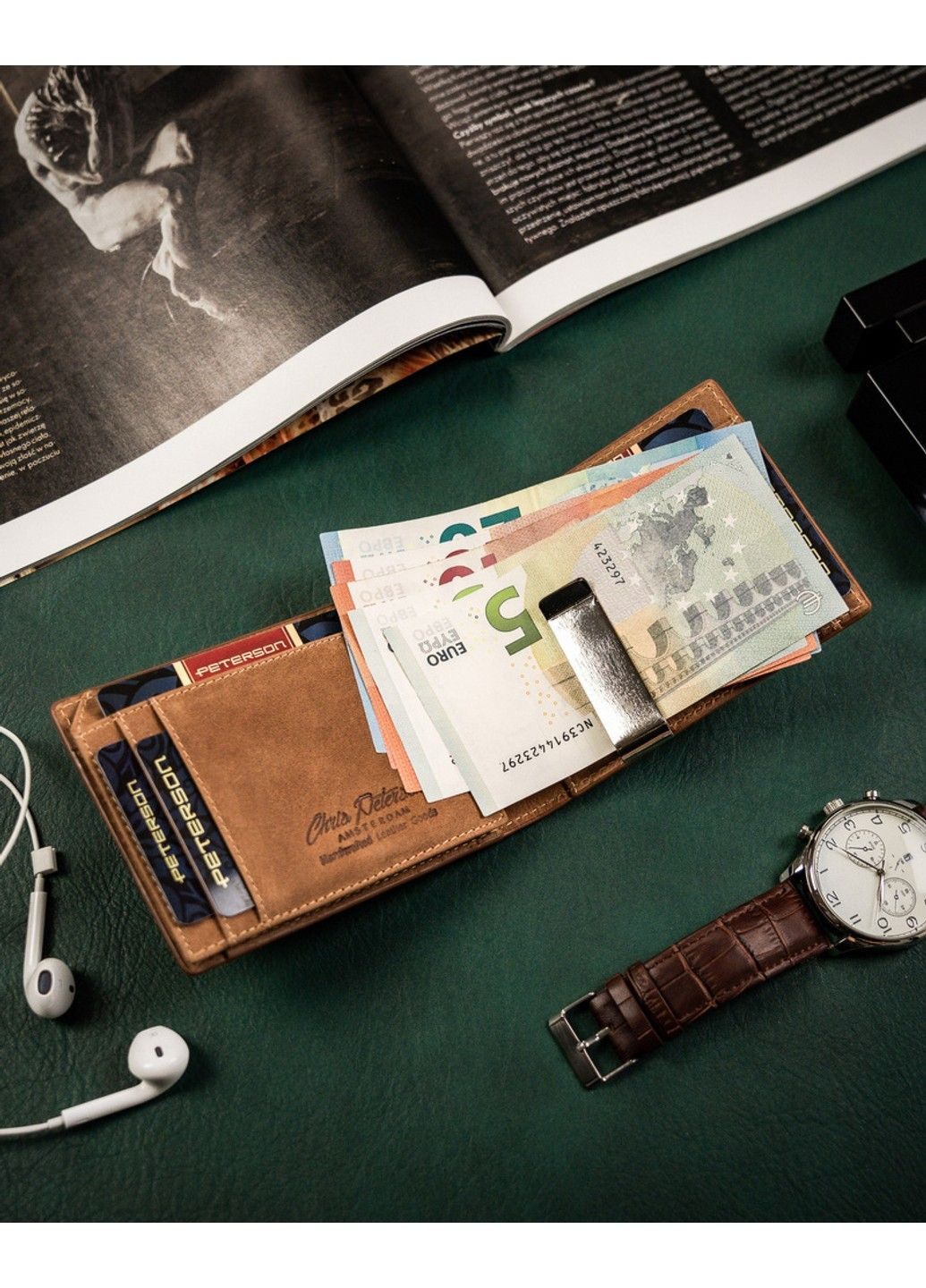 Зажим для денег мужской кожаный PTN N78 2-1-1 Peterson (284723201)