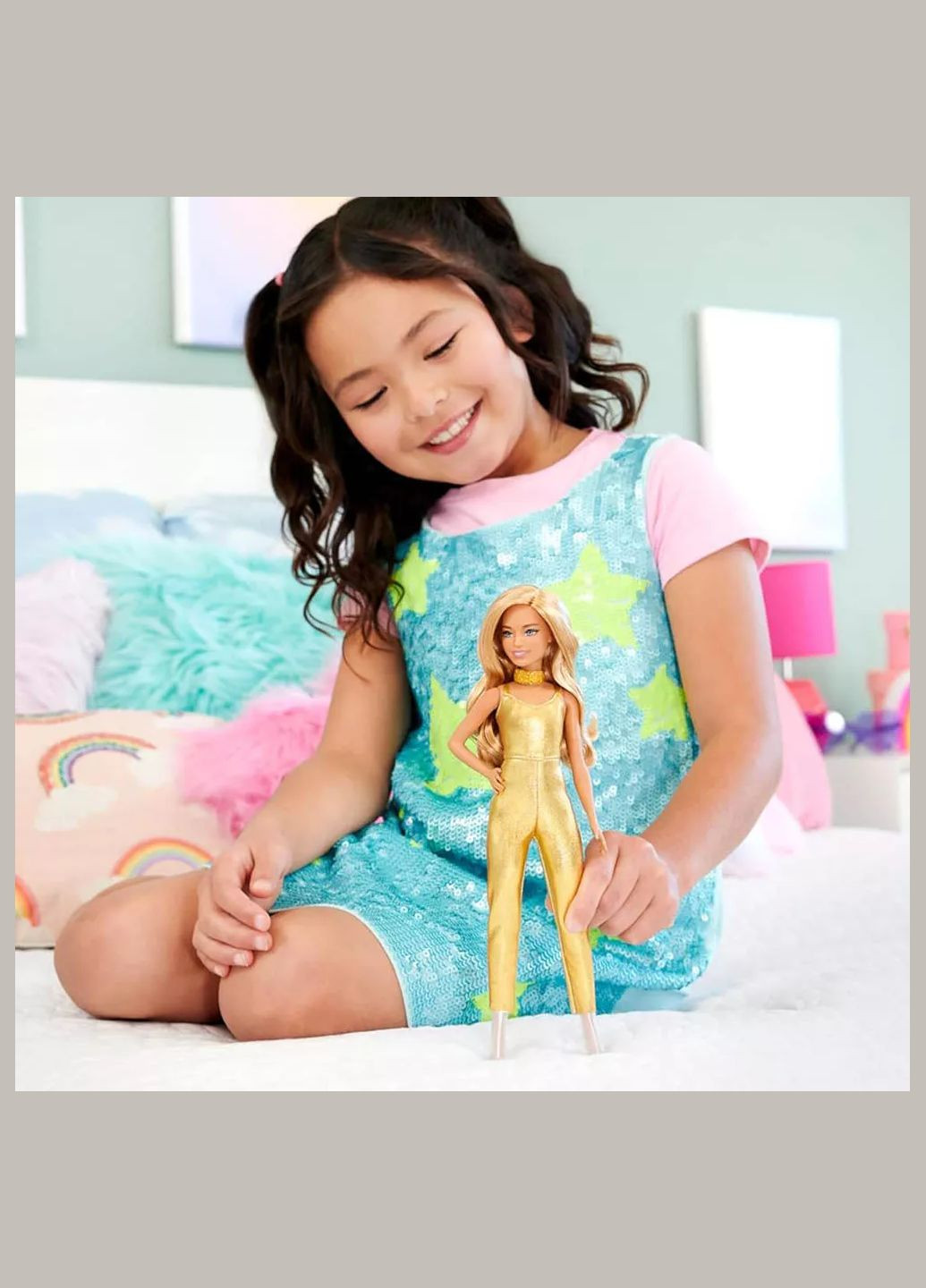 Лялька Модниця в золотистому комбінезоні (HRH19) Barbie (331164068)