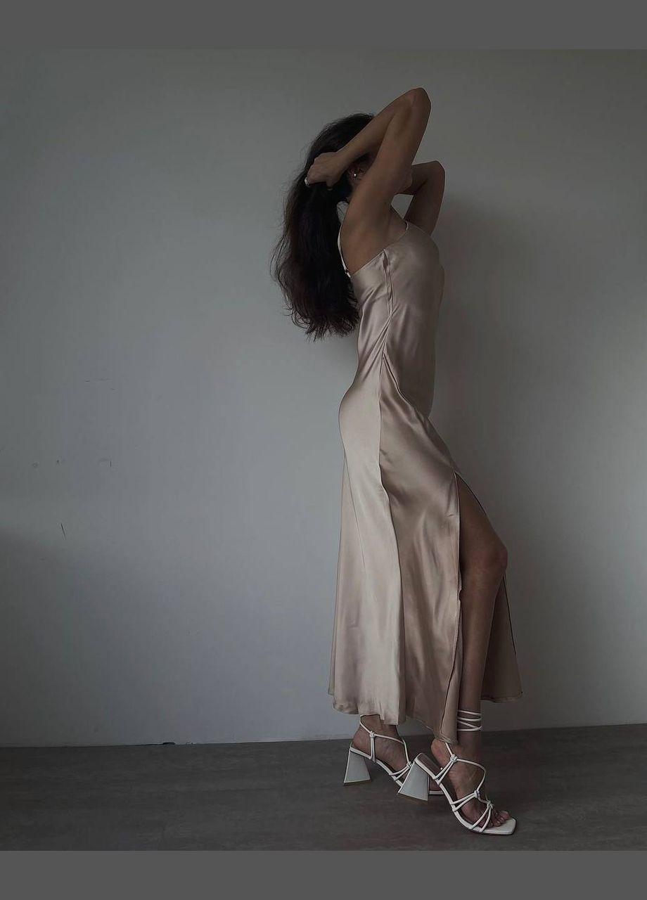 Бежевое коктейльное, вечернее, кэжуал женское платье платье-комбинация Україна