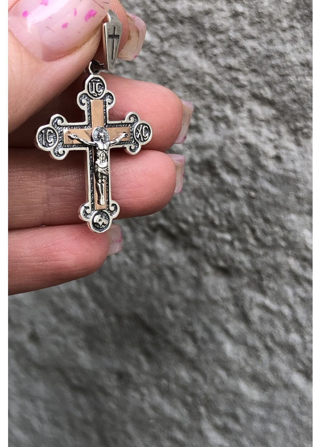 Православный серебряный крестик с золотыми пластинами. Кулон Спаси и Сохрани DeLoS (352229382)