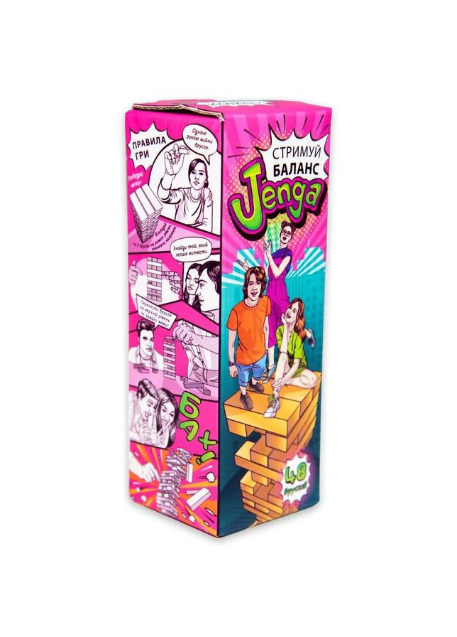 Настольная игра "Jenga: Держи балланс" 48 брусков, мини (укр) Strateg (311682501)