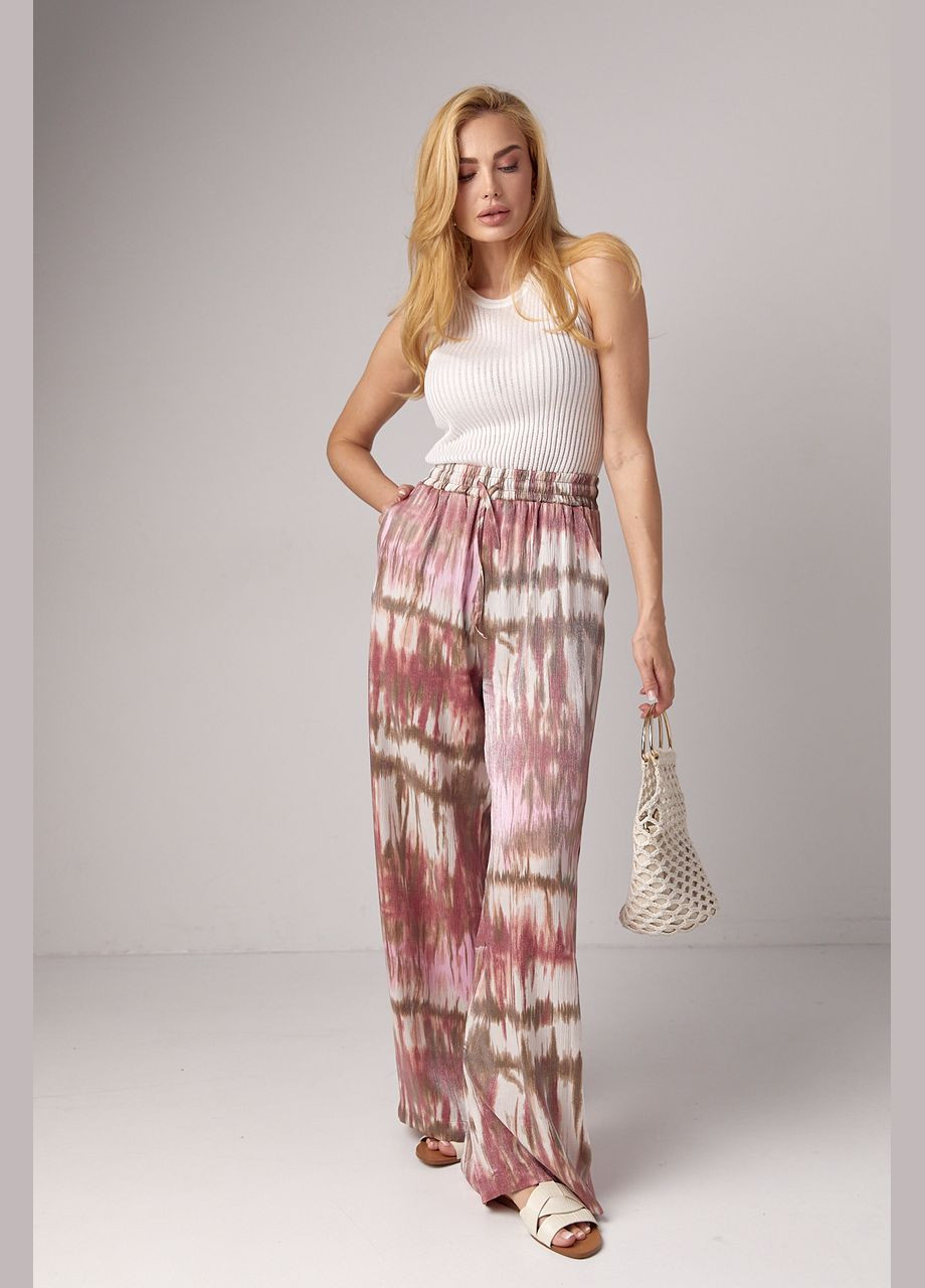 Літні прямі штани на гумці з абстрактним принтом Lurex (292981061)