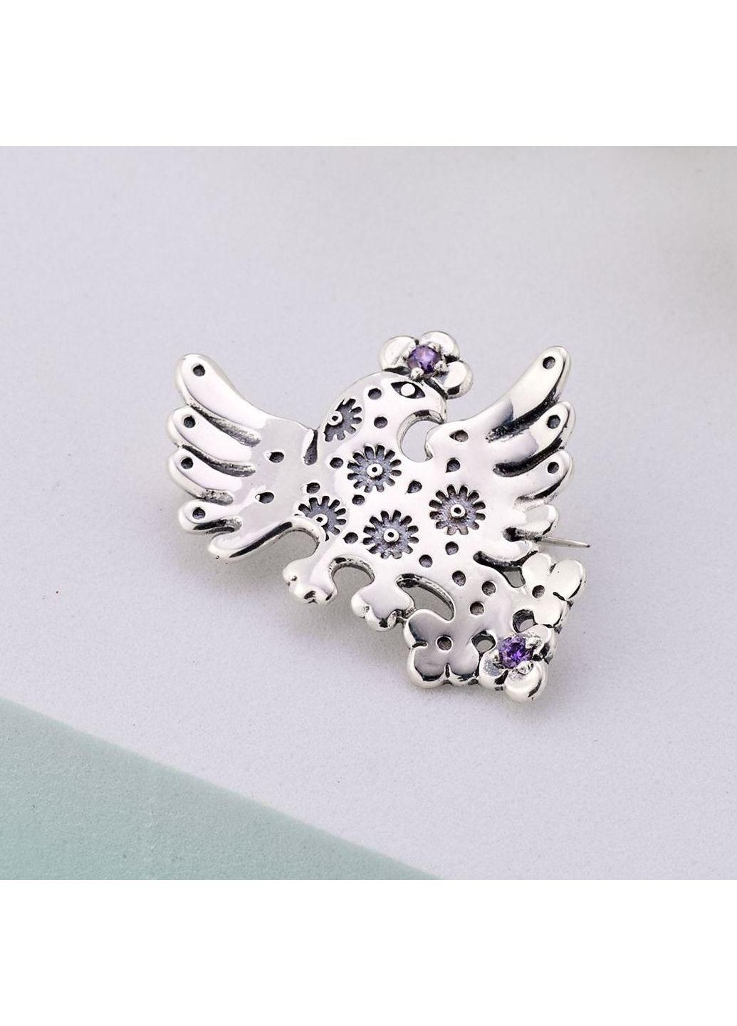 Брошь серебряная Райская Птица Amethyst 925 Skifska Etnika (364202481)
