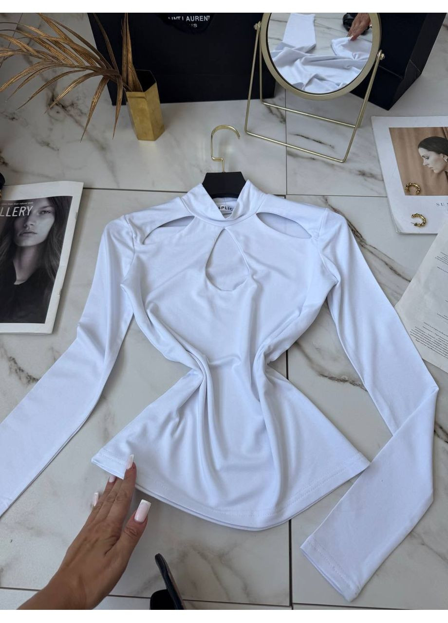 Лонгслив из мягкой ткани с трендовыми вырезами спереди Україна (353492825)