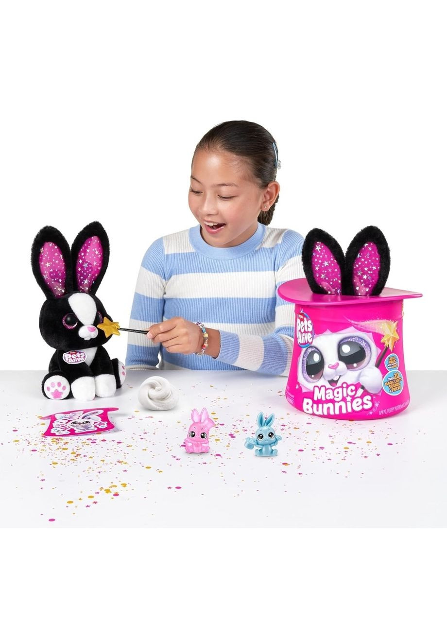 Интерактивная мягкая игрушка Pets Alive Magic Bunnies (Sootie) – черный кролик волшебник, сюрприз Zuru (369726555)