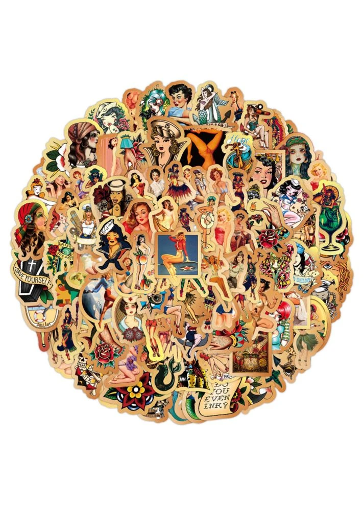 Стікерпак Retro Pin-up Girl — 100 вінілових наліпок LTC LC21072903X (395873509)