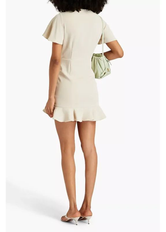 Бежевое праздничный, коктейльное, повседневный, вечернее, кэжуал стильное ассиметричное платье силуэтная, клеш Sandro