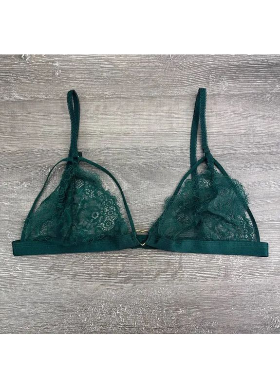 Зелений демісезонний витончений мереживний комплект спідньої білизни з розрізами – бюстгальтер та трусики No Brand Комплект білизни