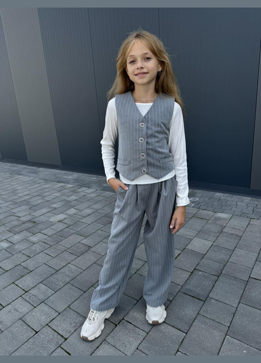 Сірий демісезонний костюм двійка вільного крою брючний Pali Kids