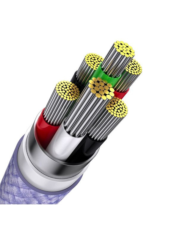 Кабель Flash Series Ⅱ Один-две-трех Fast Charging Data Cable USB M+L+C 100W 1.2m Purple Baseus (368698382)