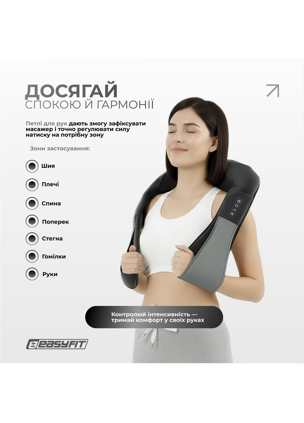 Масажер для шиї Shiatsu (роликовий шиацу-масаж плечей і тіла) EasyFit (367584506)