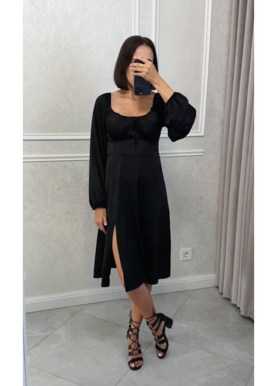Чорна святковий сукня з шовку — заміри в описі силуетна Vione однотонна