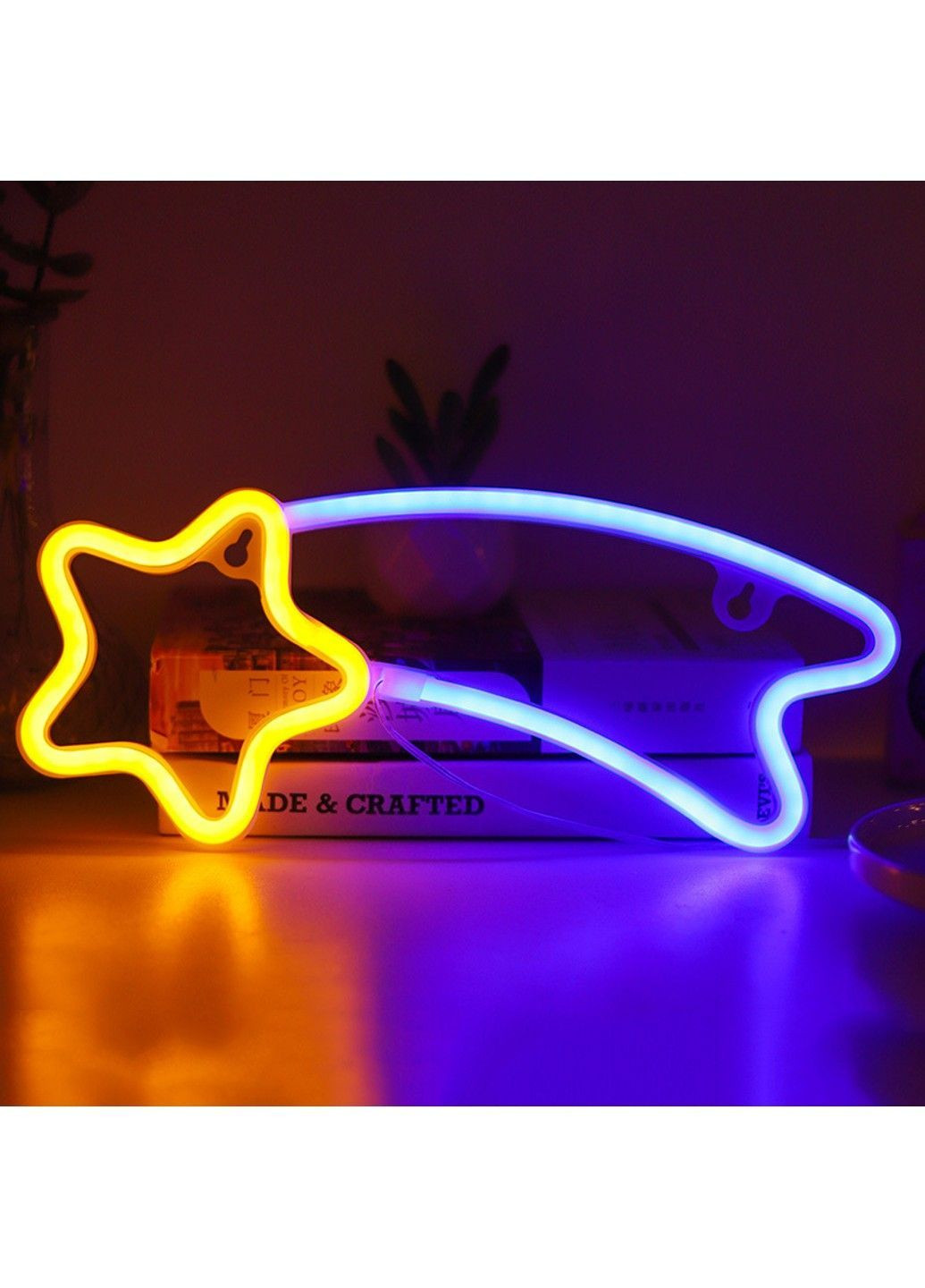 Декоративний настінний неоновий світильник Комета на батарейках/USB 13*32.5 см Smarti (371330790)