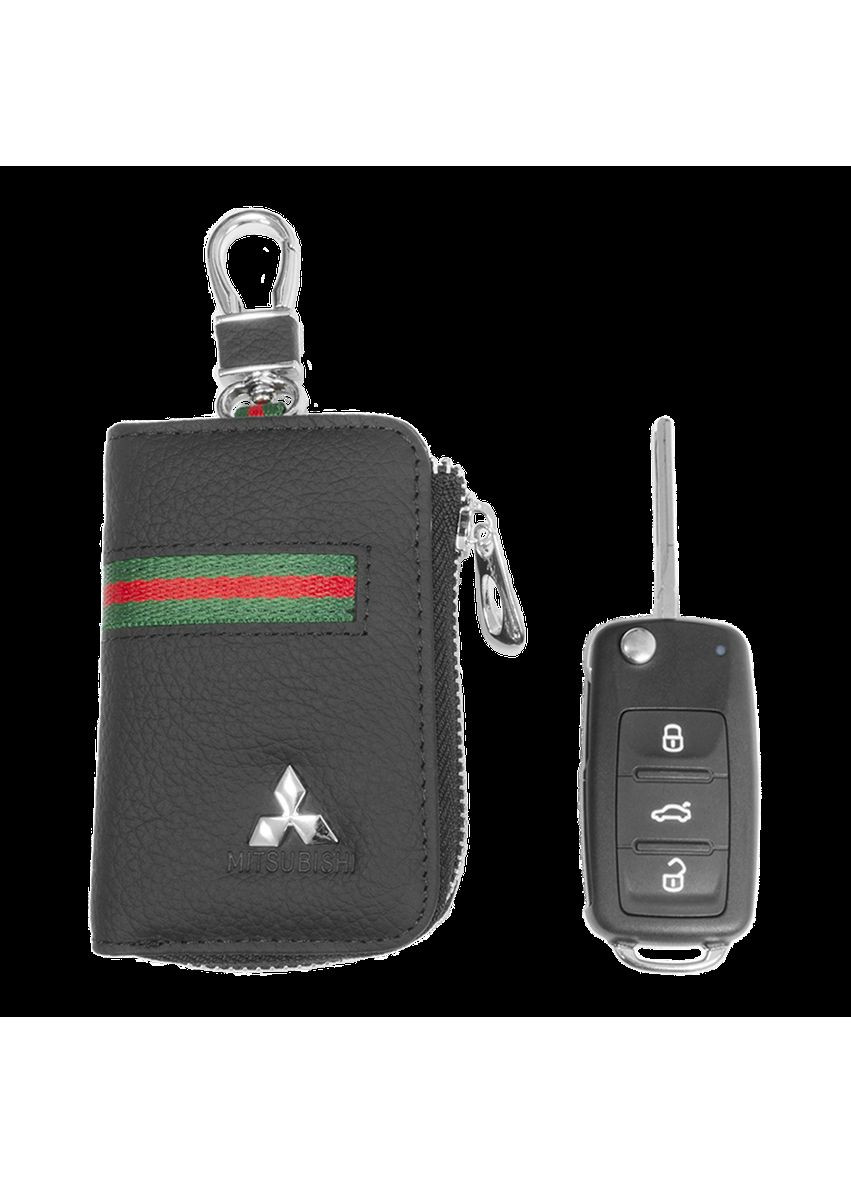 Ключниця, шкіряна автоключниця з логотипом МІТСУБІШІ (багатофункціональна чорна 11012) Mitsubishi (360949395)