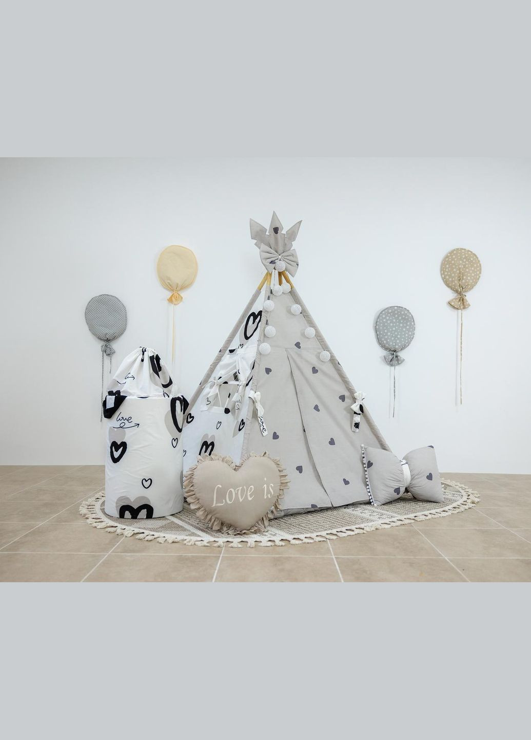 Вігвам Love is БОН БОН + кошик для іграшок. Повний комплект No Brand (316257314)