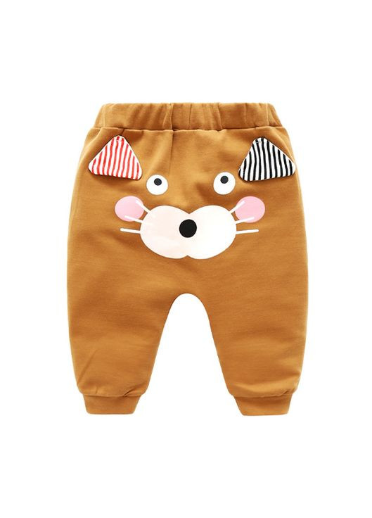 Коричневые демисезонные штанишки с мишкой (серый 73см) (4895) Qoopixie