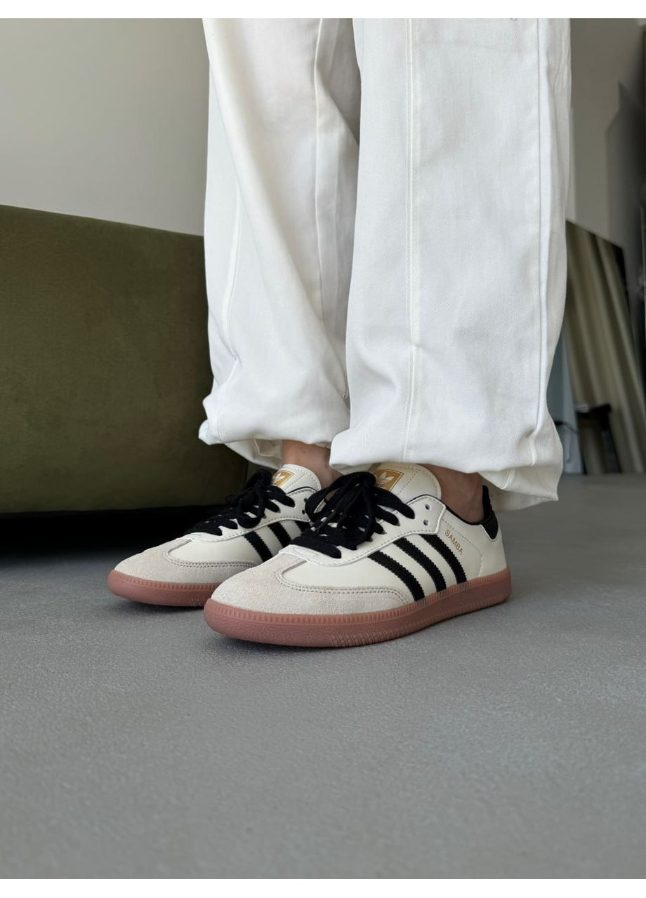 Черные демисезонные кроссовки мужские adidas samba black / beige адидас самба No Brand