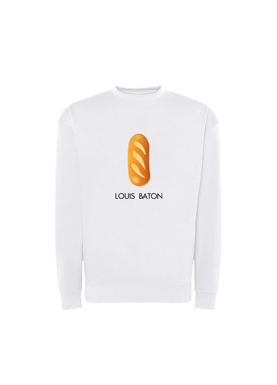 Белый свитшот с принтом "louis baton". с юмором про louis vuitton (10802882022) ТiШОТКА (365436097)
