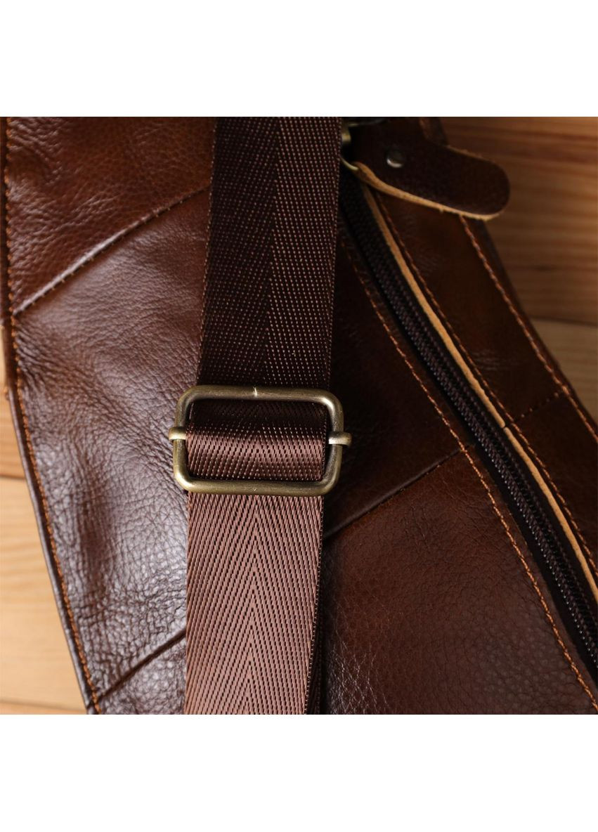 Сумка слінг через плече чоловіча шкіряна для телефону та для документів велика Коричневий 39016 Vintage (351403591)