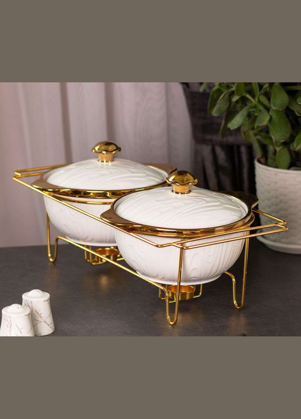 Мармітниця керамічна на 2 секції по 1,5 л, золото Yiwu (315636222)