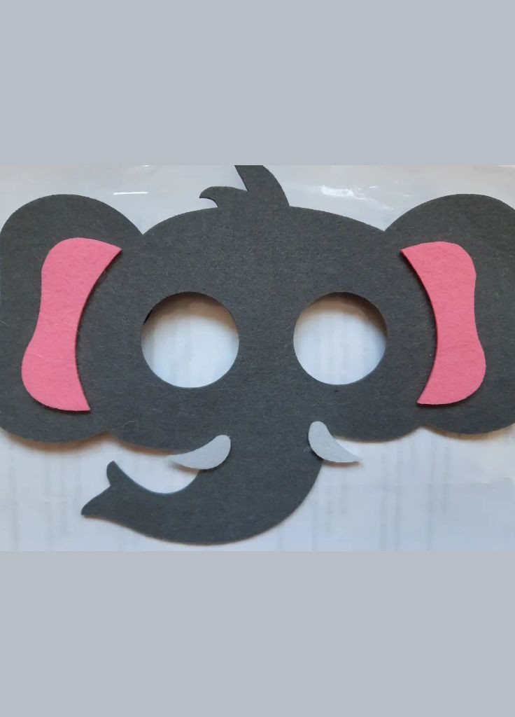 Детская маска из фетра Слон 18 на 13 см серо-розовый Jannet Маска (316712025)