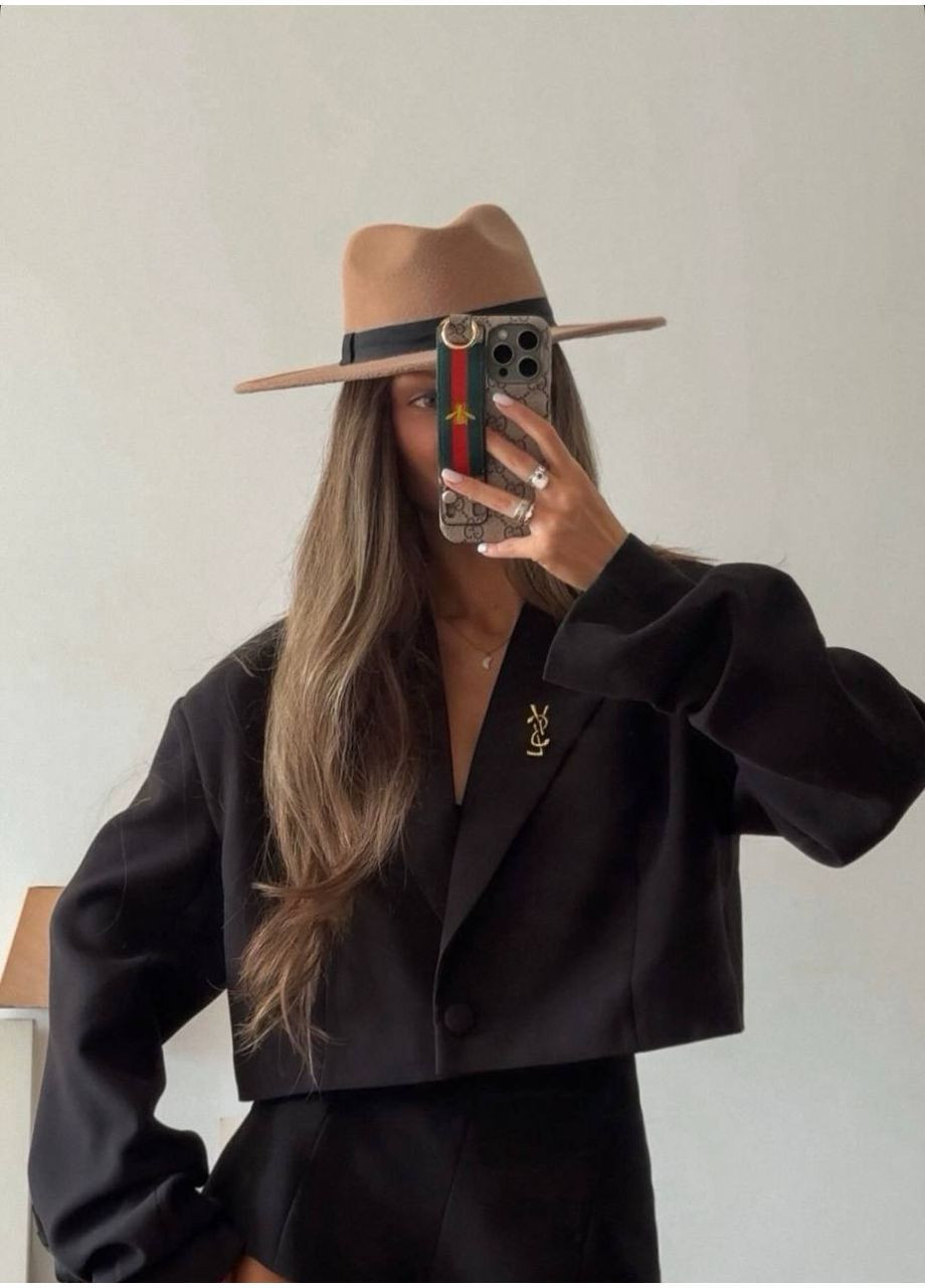 Черный женский женский пиджак с подкладкой No Brand однотонный - демисезонный